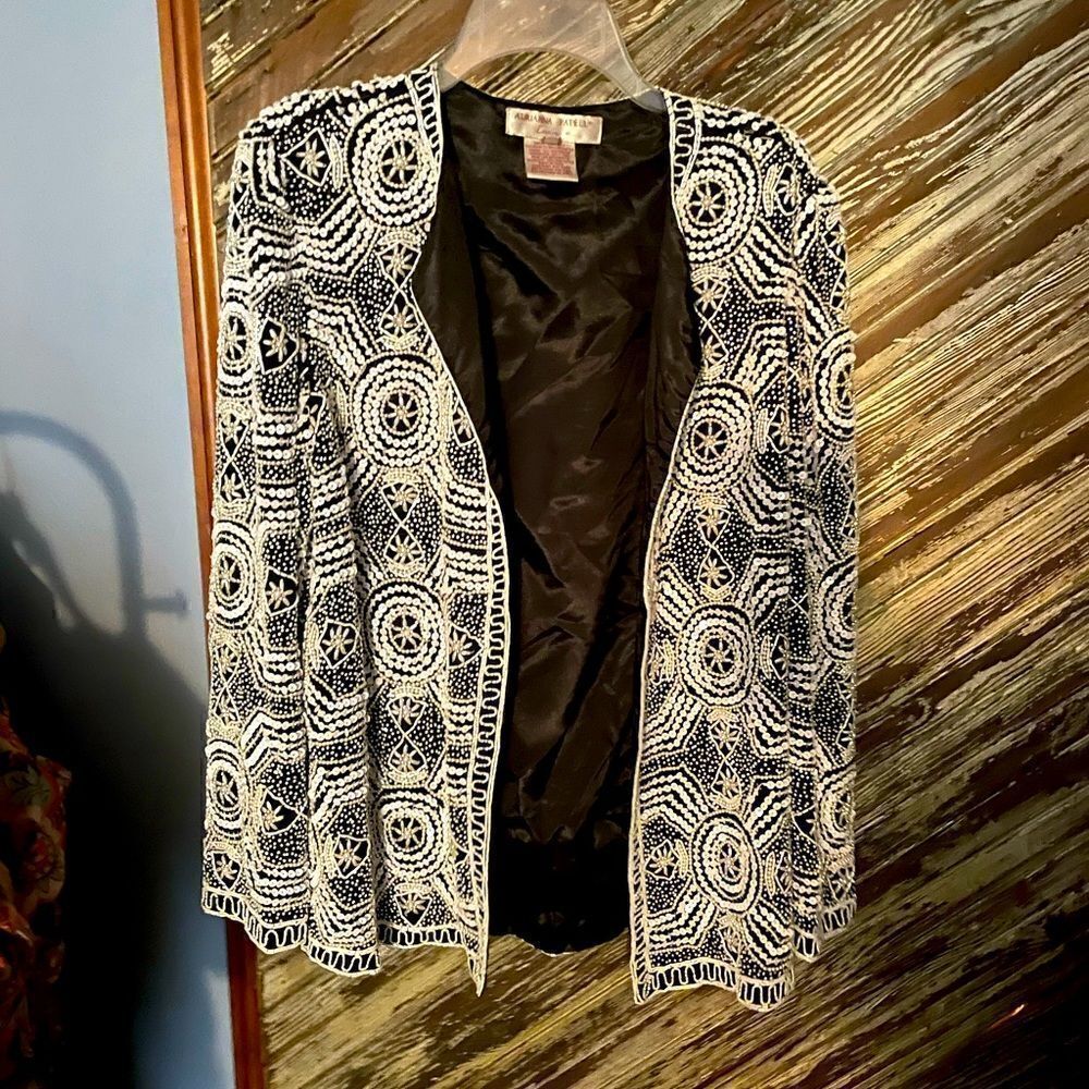 Adrianna Papell Vintage sequined beaded evening jacket
